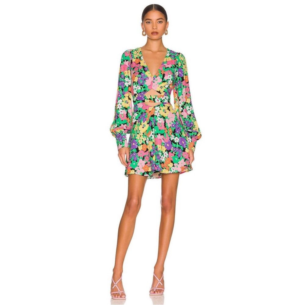AFRM Vibrant Floral V-Neck Mini Dress